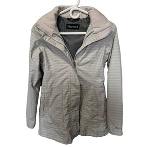 Marmot Women's Gray Membrane Waterproof Full Zip Hooded Grey Plaid Jacket US XS